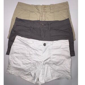 Unionbay SO Womens Utility Shorts Bundle Size 9 Tan White Grey Cotton 3 Pairs